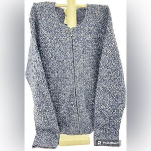 Talbots Hand Knit Petite Medium Merino Wool Basket-Weave Cardigan